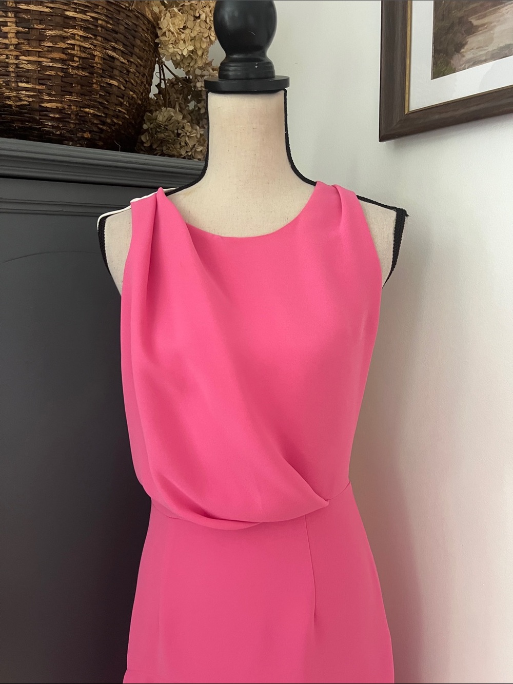 Reiss Pink and White Back-Tie Midi Dress with Front Slit - Picture 6 of 8